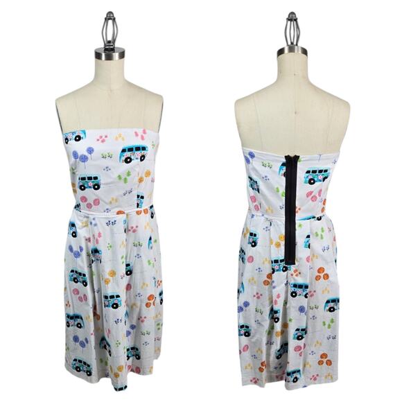 Beebop & Wally NYC Dresses & Skirts - Beebop & Wally NYC Dress sz S Novelty Bus Van Print Flower Cotton Strapless